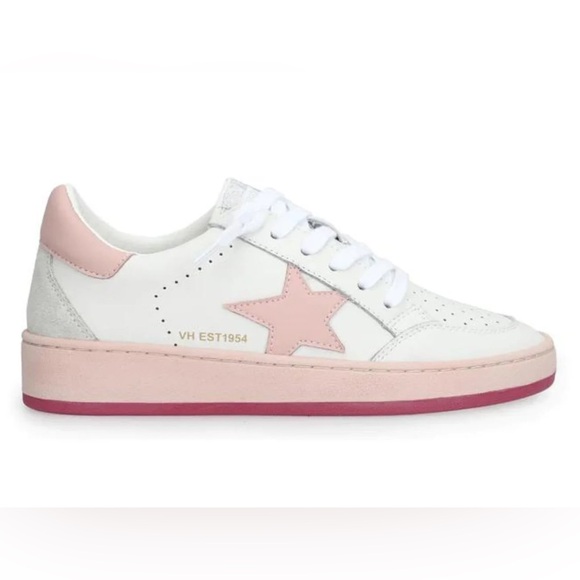 Vintage Havana Shoes - Vintage Havana White Sneakers with Blush Pink Star & Trim